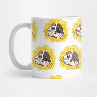 yellow flower cat pattern Mug